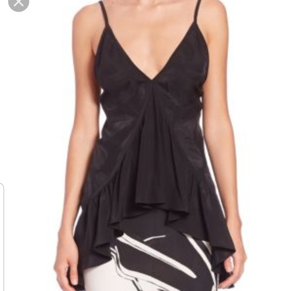 Roberto Cavalli Tops - Roberto Cavalli Black Ruffled Silk Feather Tank